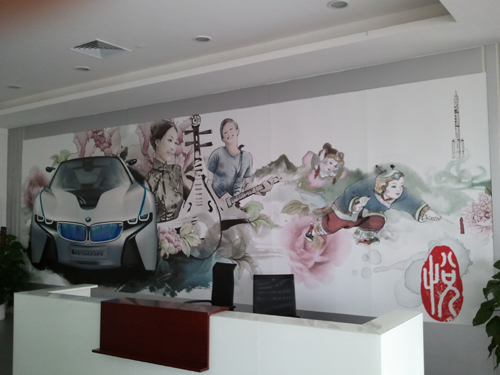 宝马前台背景喷绘