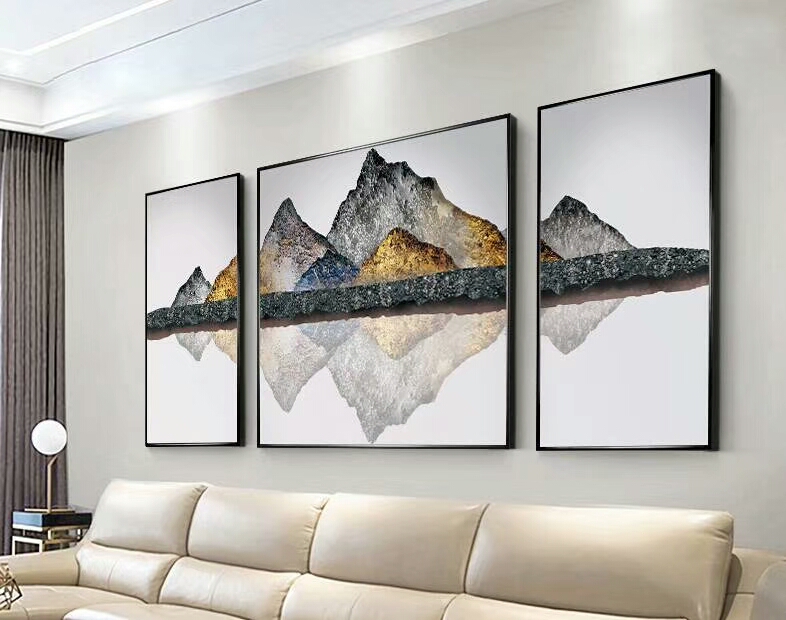 家居沙发背景新中三联装饰画效果图3